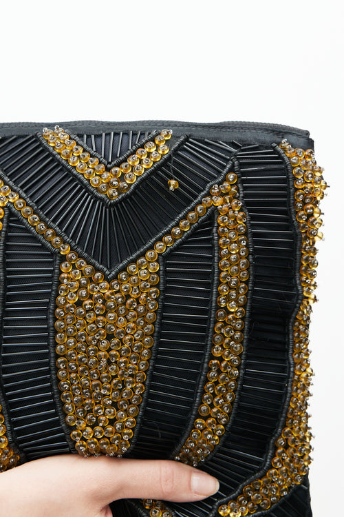 Marni Black & Gold Beaded Clutch