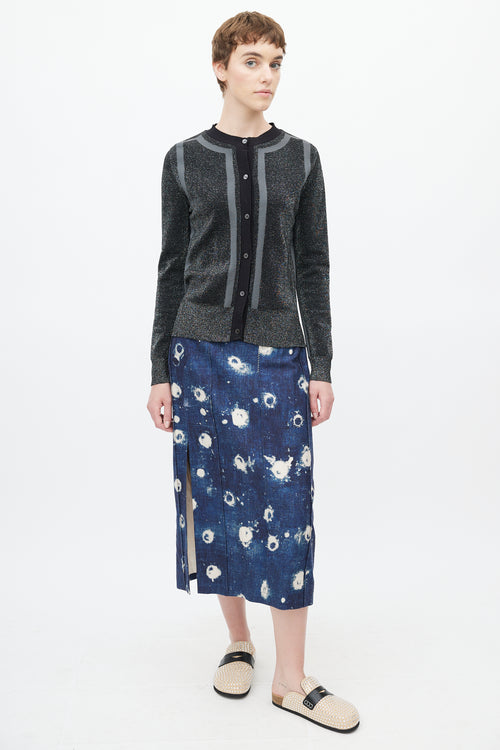 Marni Black Metallic & Dark Green Cardigan