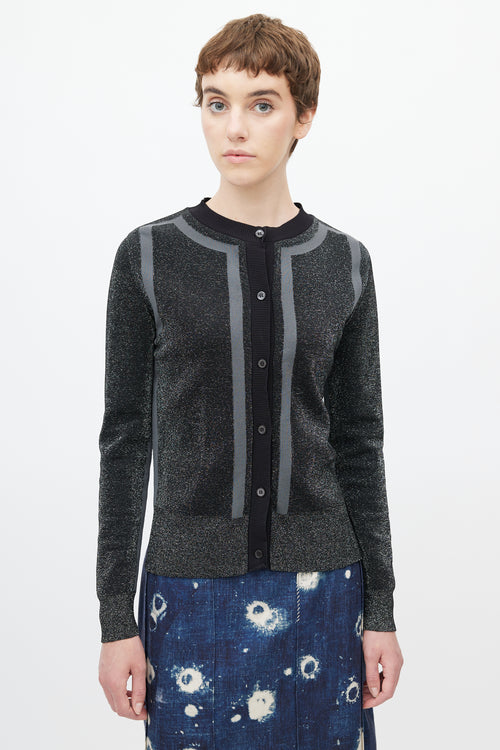 Marni Black Metallic & Dark Green Cardigan