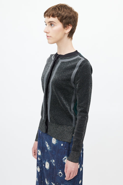 Marni Black Metallic & Dark Green Cardigan