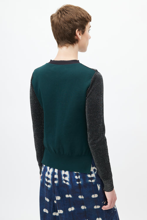 Marni Black Metallic & Dark Green Cardigan
