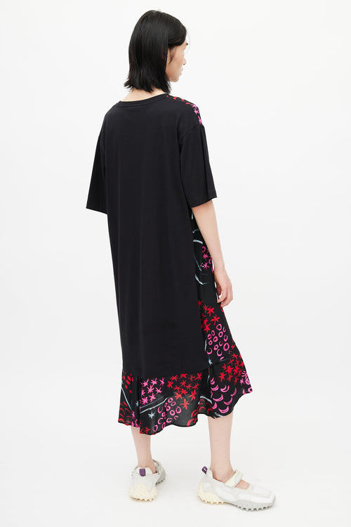 Marni Black & Multicolour Floral T-Shirt Dress