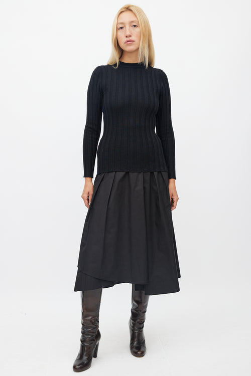 Marni Black & Navy Ribbed Knit Sweater