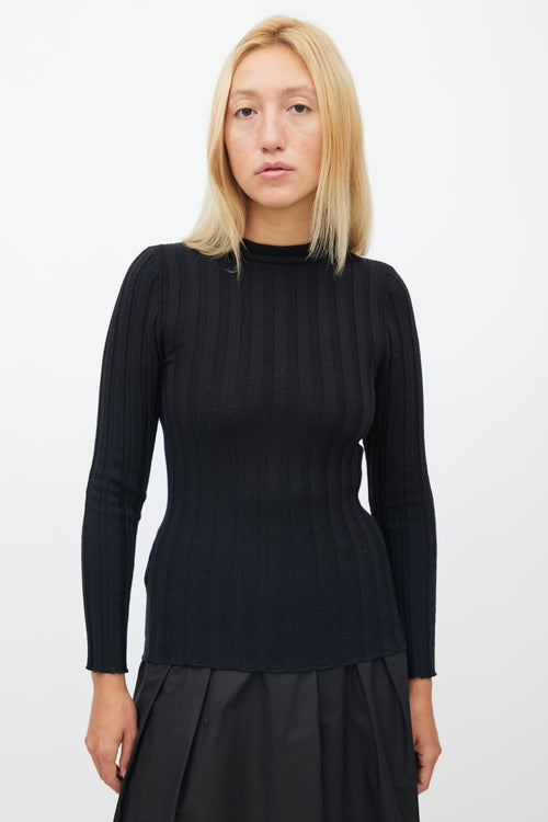 Marni Black & Navy Ribbed Knit Sweater