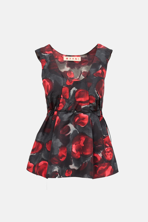 Marni Patterned Drawstring Top