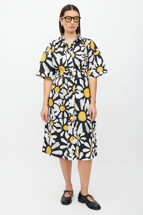 Marni Black & White Floral Button Up Dress