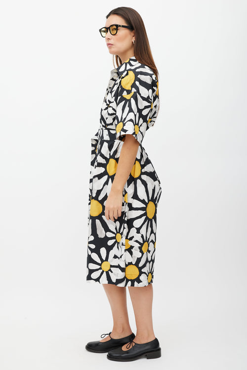 Marni Black & White Floral Button Up Dress