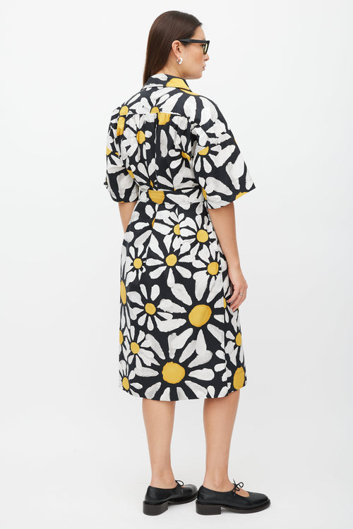 Marni Black & White Floral Button Up Dress