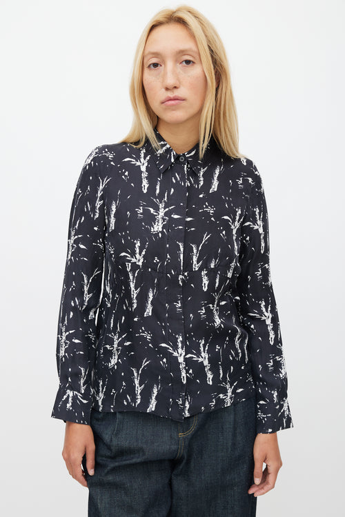 Marni Black & White Floral Silk Shirt