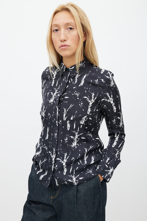 Marni Black & White Floral Silk Shirt