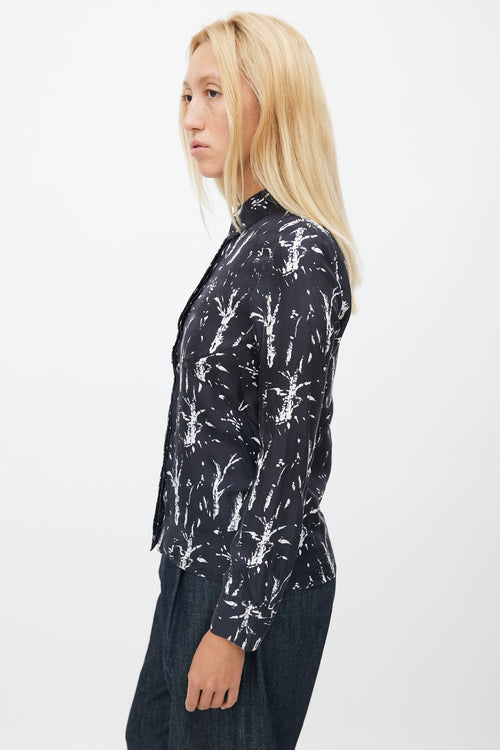 Marni Black & White Floral Silk Shirt