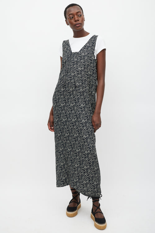 Marni Black & White Printed V-Neck Dress