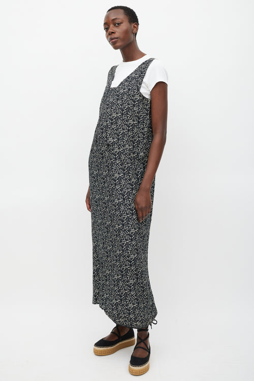 Marni Black & White Printed V-Neck Dress