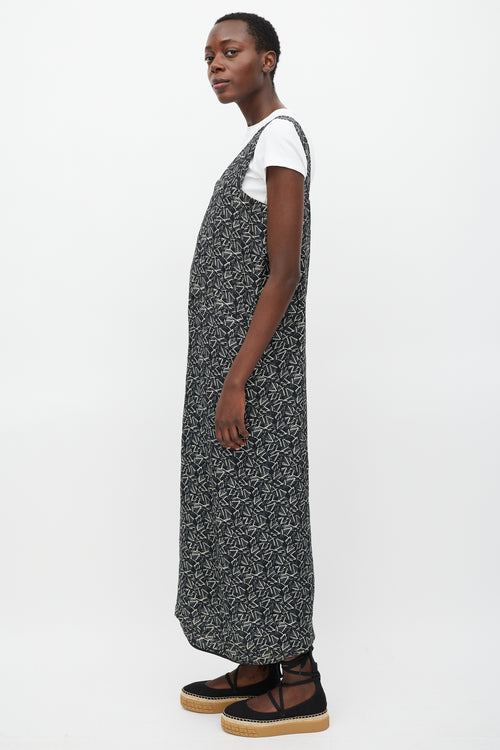 Marni Black & White Printed V-Neck Dress