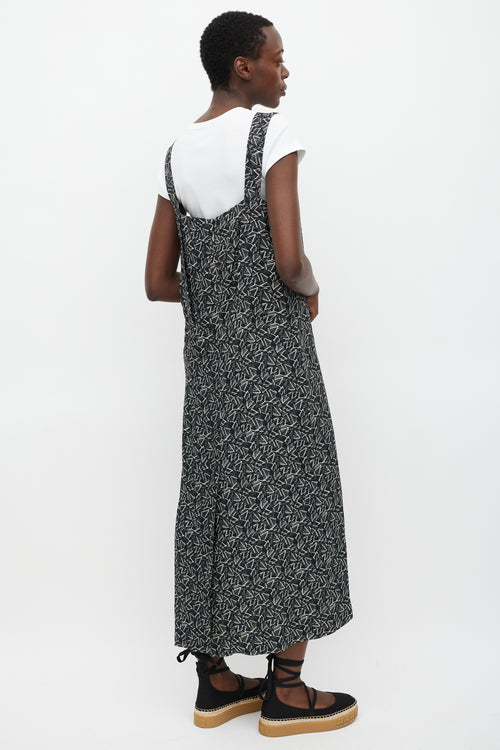 Marni Black & White Printed V-Neck Dress