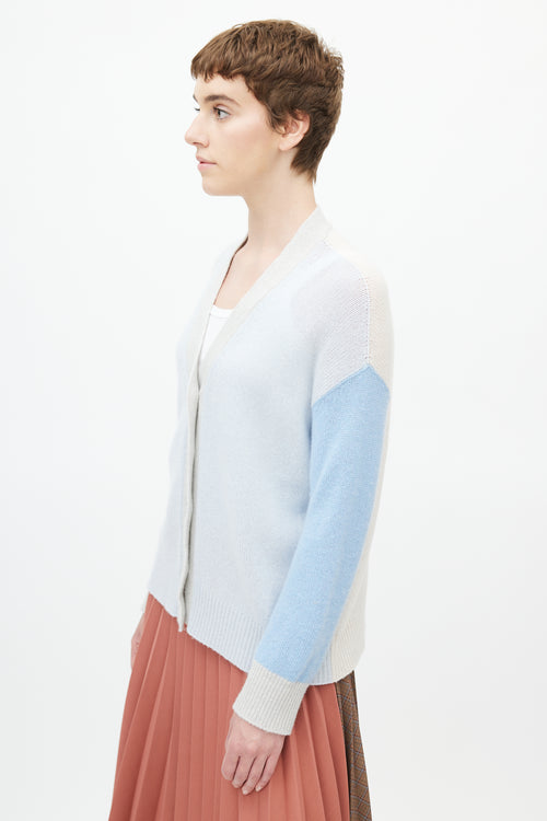 Marni Blue & Grey Cashmere Colourblock Cardigan