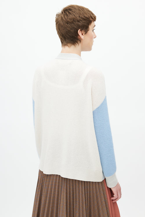 Marni Blue & Grey Cashmere Colourblock Cardigan