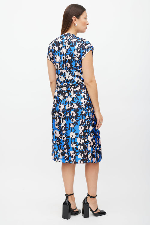 Marni Blue & Pink Printed Pleat Tier Dress