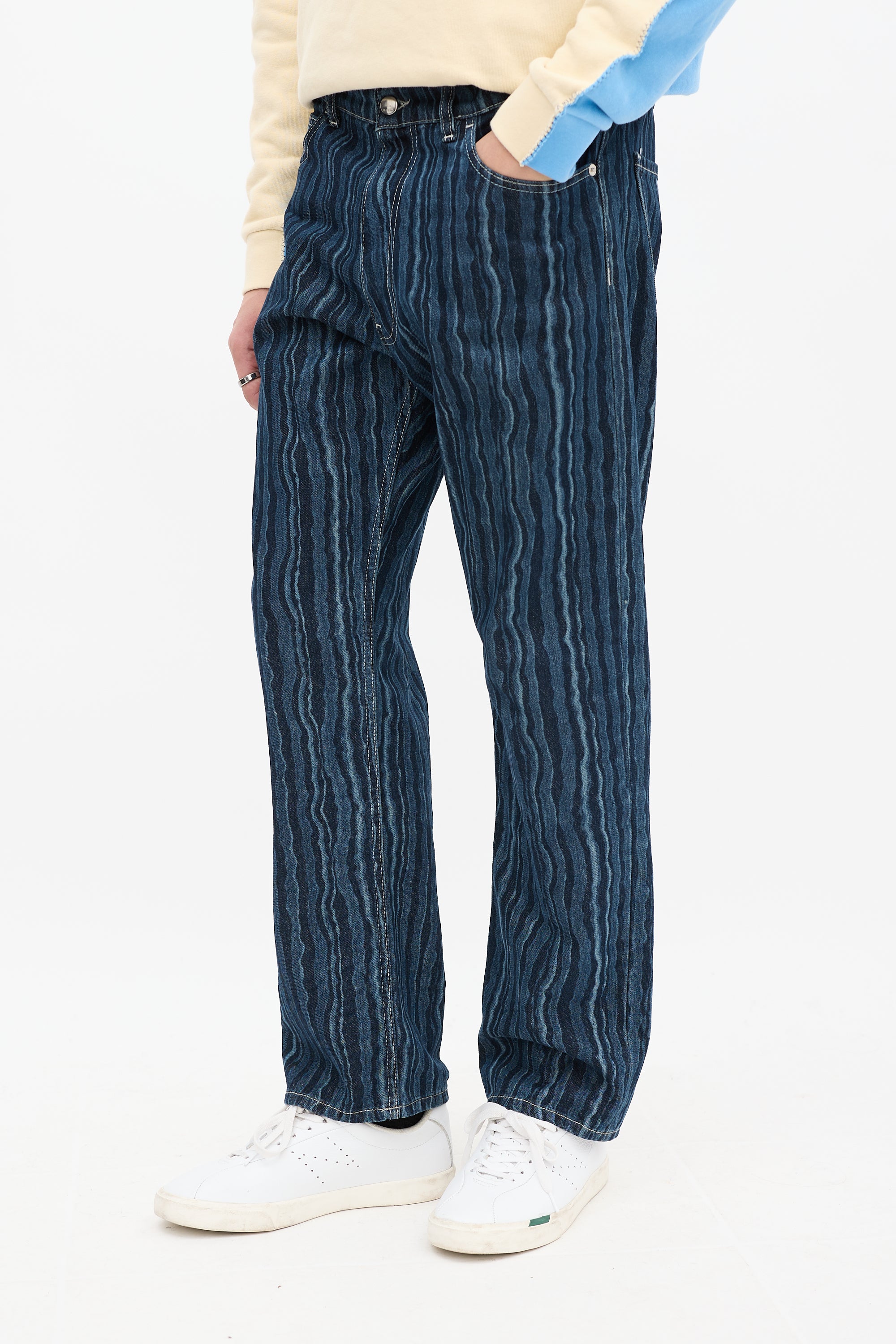 Marni Blue Wavy Striped Jeans