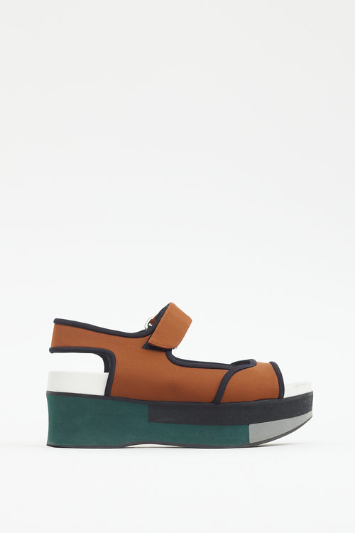 Marni Brown & Multi Neoprene Platform Sandal