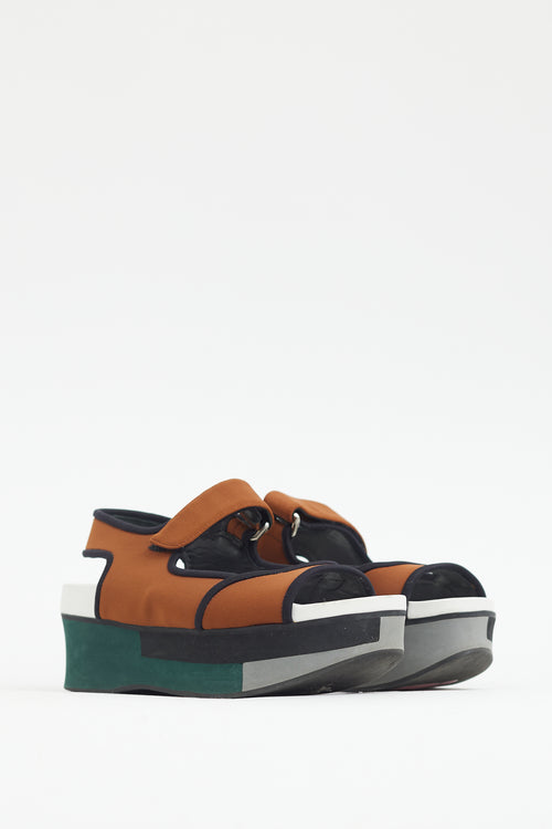 Marni Brown & Multi Neoprene Platform Sandal