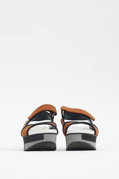 Marni Brown & Multi Neoprene Platform Sandal