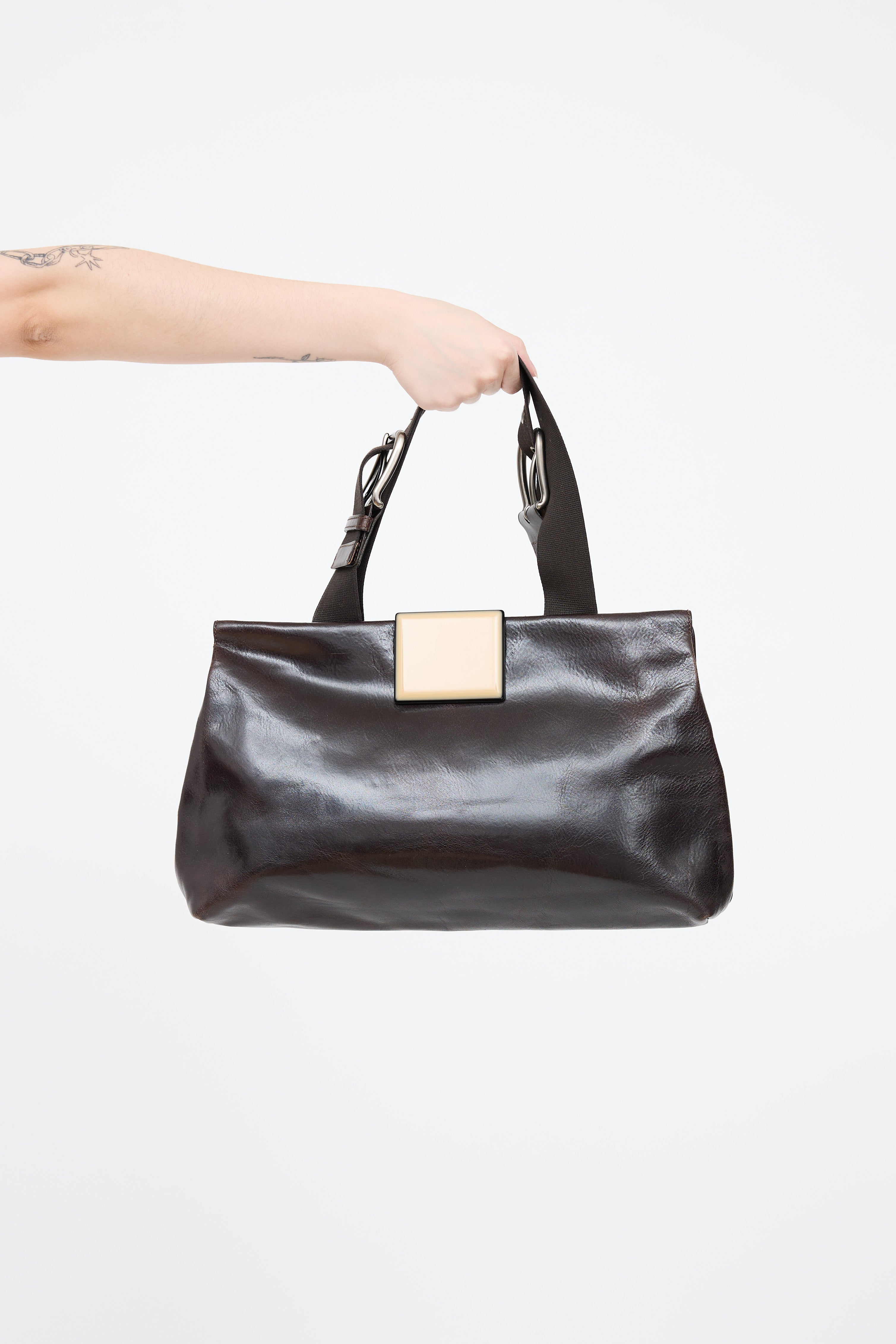 Marni Leather Buckle Satchel Bag