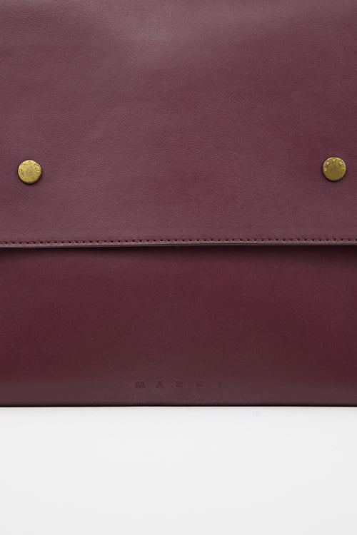 Marni Burgundy & Green Leather Pouch