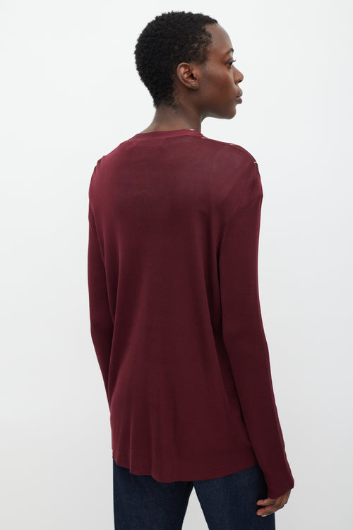 Marni Burgundy & Multi Silk Stripe Cardigan
