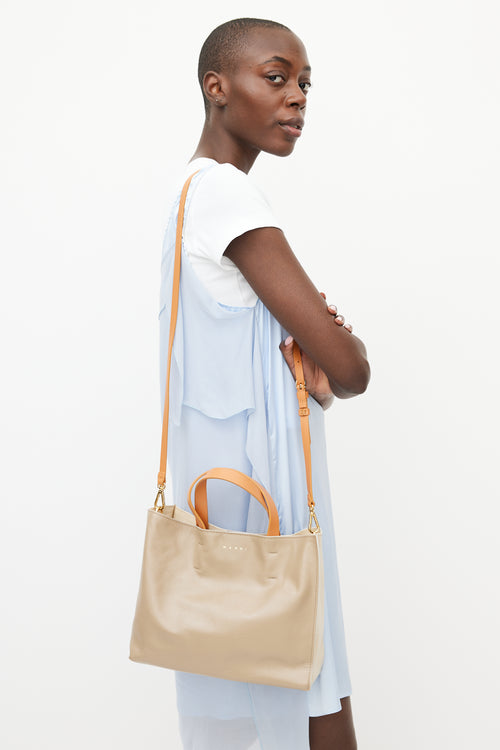 Marni Cream & Brown Museo Leather Tote