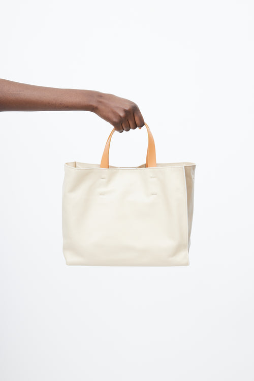 Marni Cream & Brown Museo Leather Tote