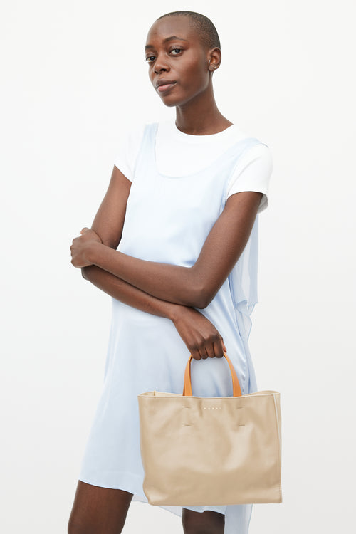 Marni Cream & Brown Museo Leather Tote