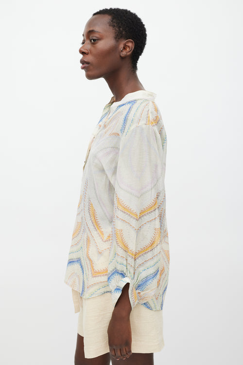 Marni Cream & Multi Semi Sheer Paisley Blouse