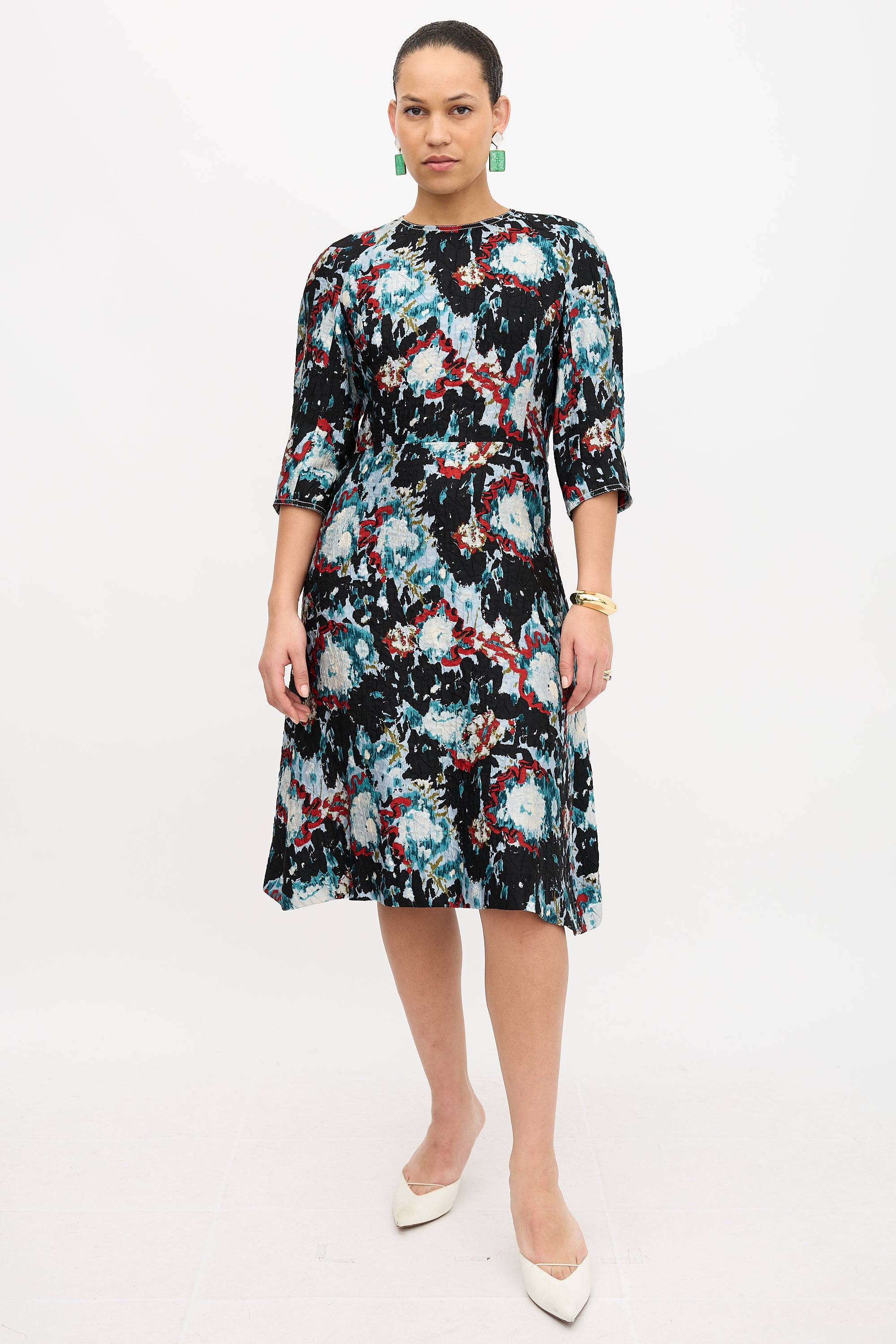 Marni Crinkled Silk Splash Dress
