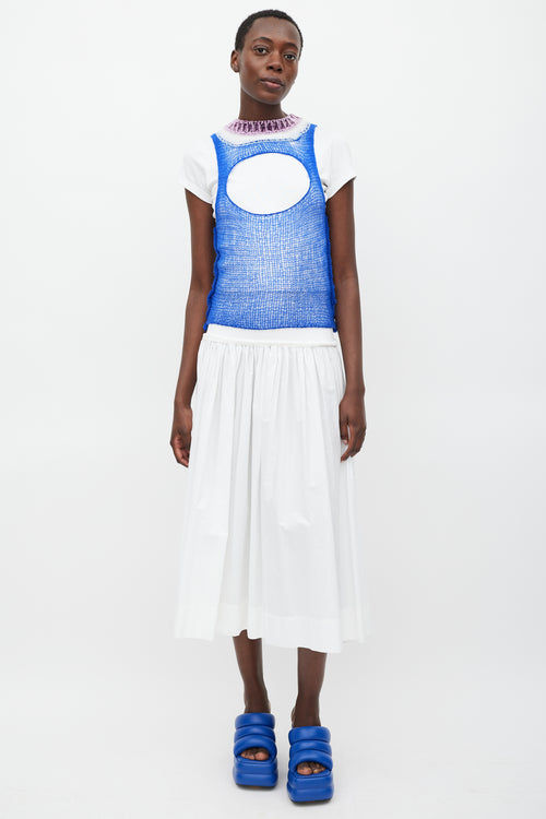 Marni Electric Blue & Multi Cashmere Cutout Top