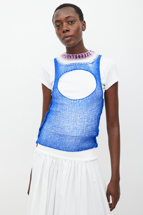 Marni Electric Blue & Multi Cashmere Cutout Top