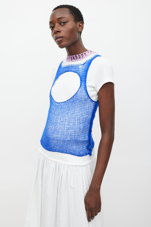 Marni Electric Blue & Multi Cashmere Cutout Top