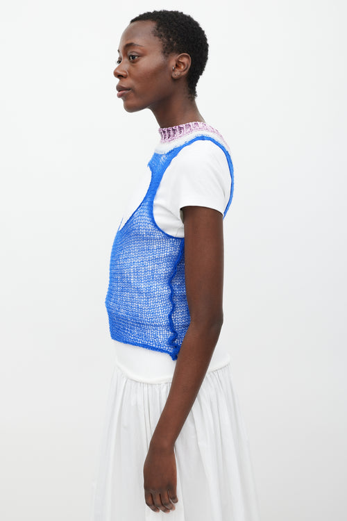Marni Electric Blue & Multi Cashmere Cutout Top