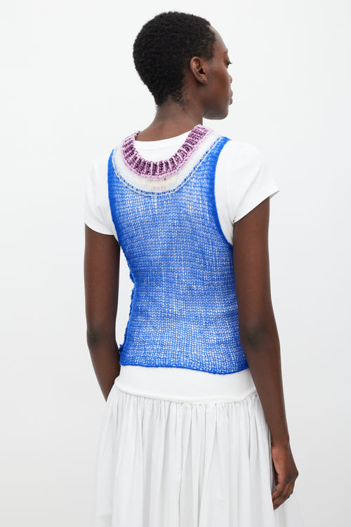 Marni Electric Blue & Multi Cashmere Cutout Top