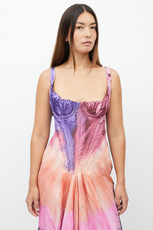 Marni Fall 2021 Black & Multi Silk Ombre Corset Dress