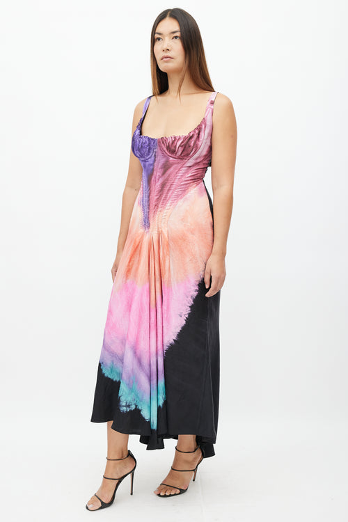 Marni Fall 2021 Black & Multi Silk Ombre Corset Dress