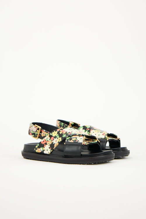 Marni Leather Floral Fussbett Sandal