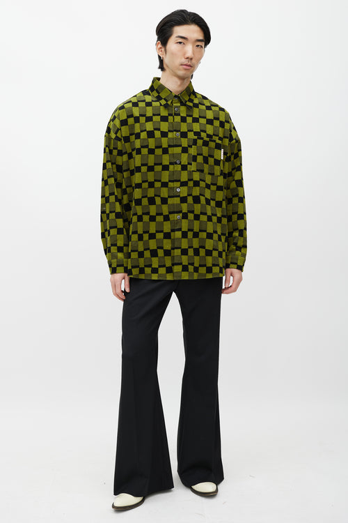 Marni Green & Black Checker Corduroy Shirt