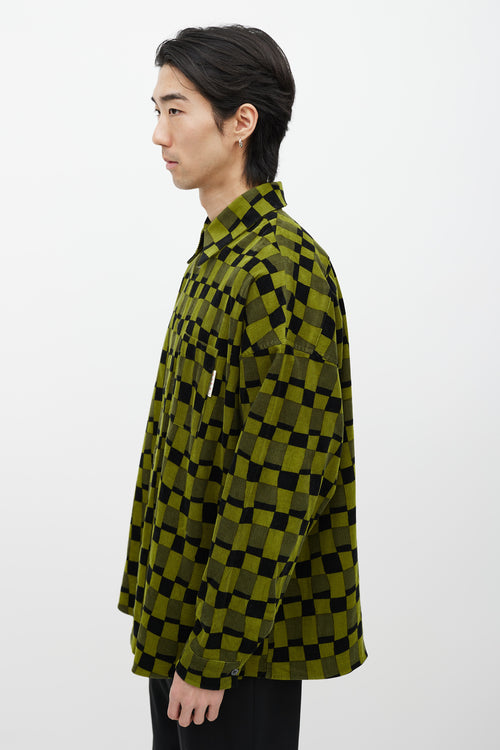 Marni Green & Black Checker Corduroy Shirt
