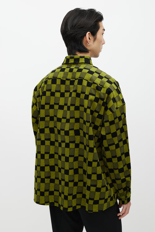 Marni Green & Black Checker Corduroy Shirt
