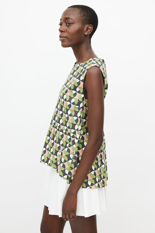 Marni Green & Multicolour Geometric Print Top