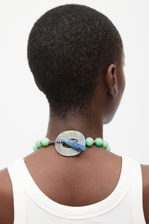 Green & Multicolour Chunky Crystal Beaded Necklace