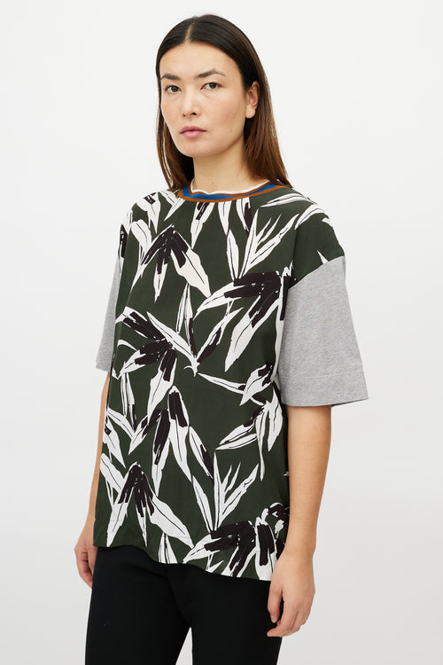 Marni Grey & Multicolour Leaf T-Shirt
