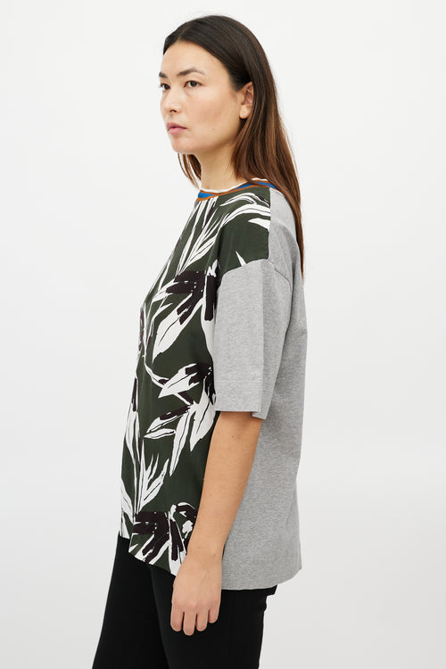 Marni Grey & Multicolour Leaf T-Shirt