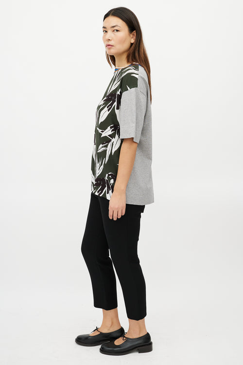 Marni Grey & Multicolour Leaf T-Shirt